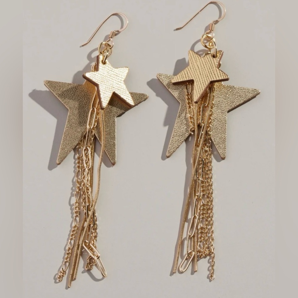 New! Nickel & Suede gold satin Zeppelin earrings